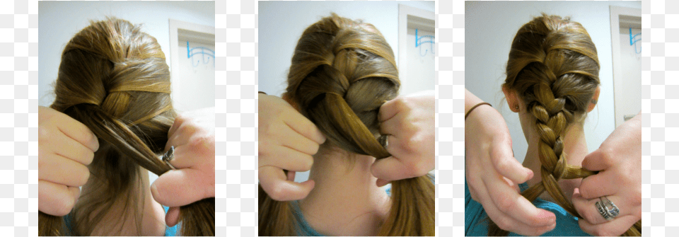 Secure Your Braid With A Thin Hair Tie At The Bottom Tying A French Braid, Body Part, Finger, Person, Hand Png Image