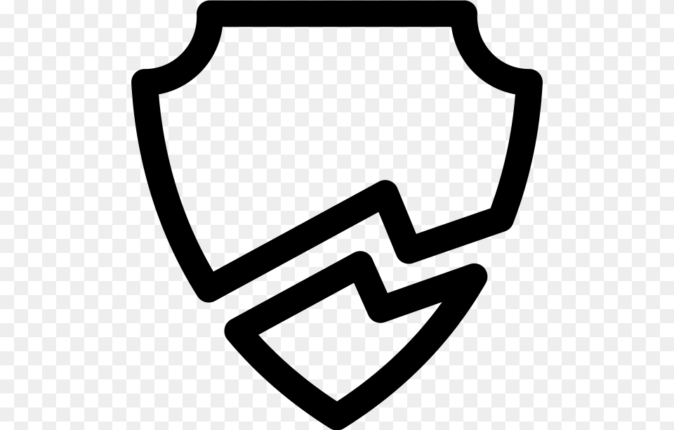 Security Broken Shield Icon, Gray Png Image