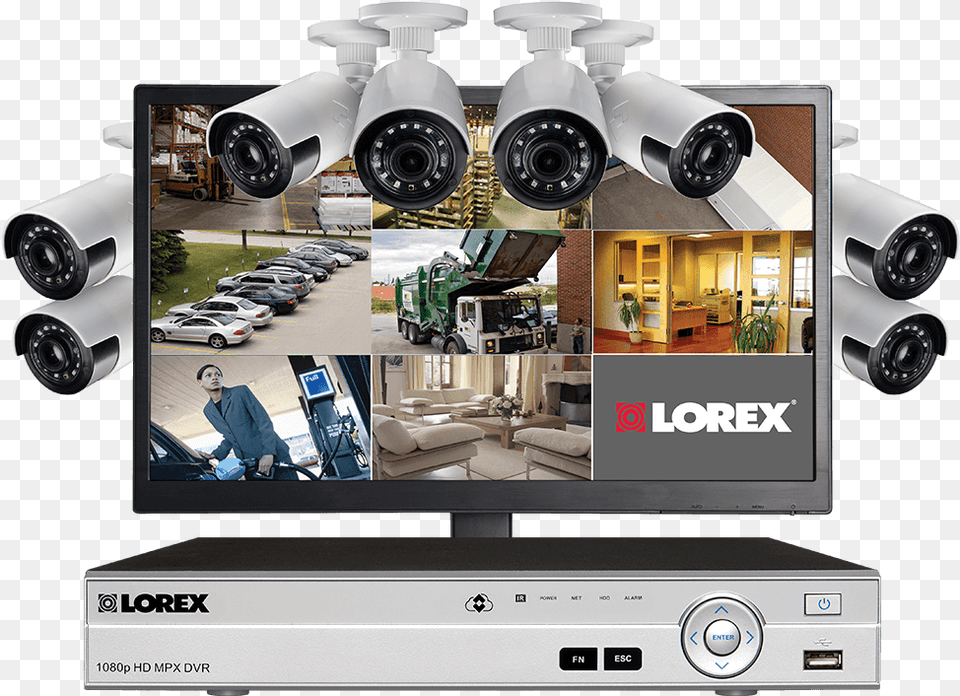 Security System With 8 Hd 1080p Ultra Wide 160 Angle Cctv Camera Set, Screen, Monitor, Computer Hardware, Electronics Free Png