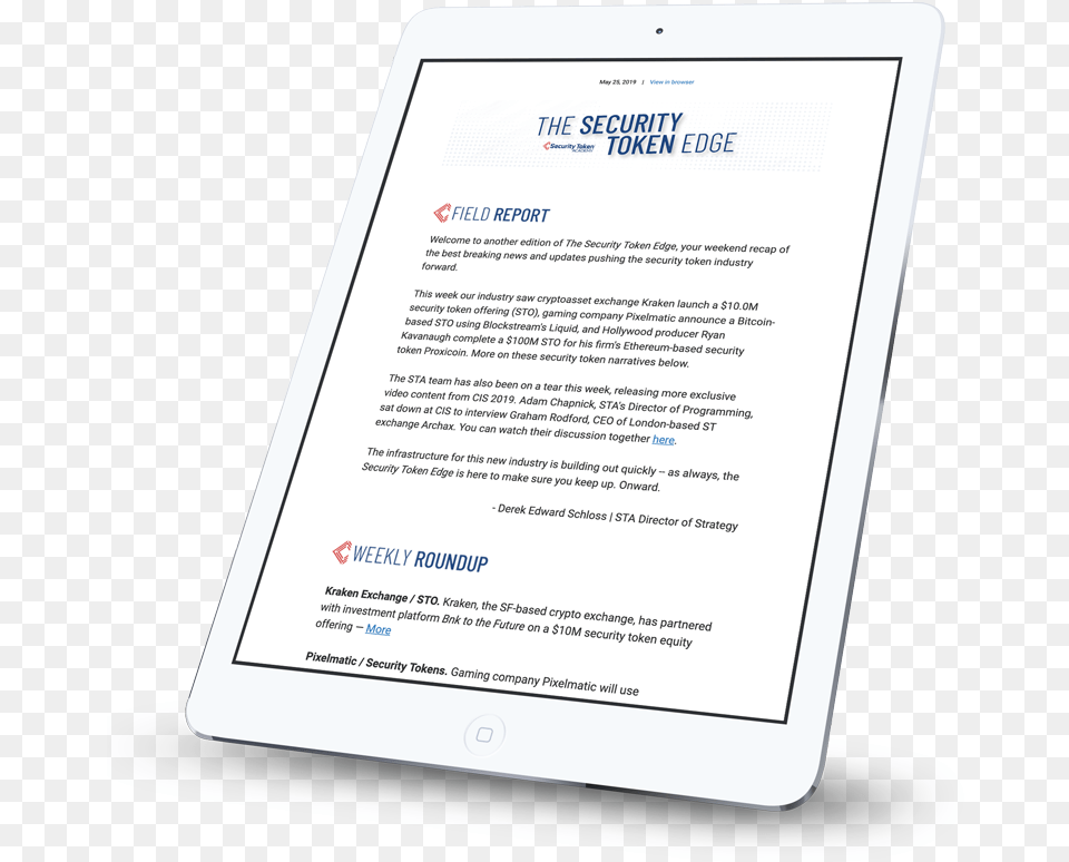 Security Token Edge Newsletter Transaction Application Crypto Monnaie, Computer, Electronics, Tablet Computer, Text Free Png