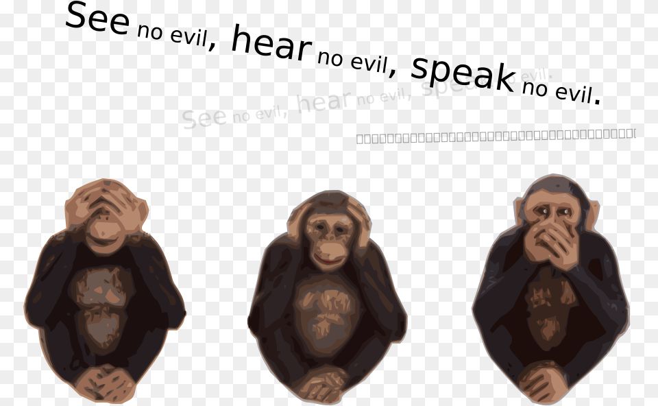 See No Evil Hear No Evil Speak No Evil Svg Clip Arts See Nothing Hear Nothing, Wildlife, Animal, Ape, Mammal Png