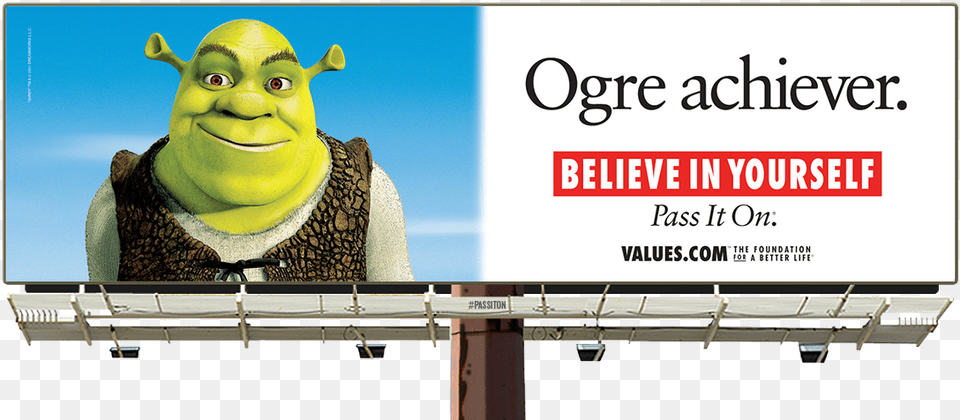 See The Believe In Yourself Shrek Billboard And Pass Muhammad Ali Fbl Billboard, Advertisement, Baby, Person, Face Free Transparent Png