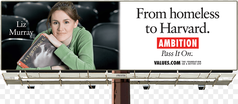 See The Homeless To Harvard Ambition Billboard And Liz Murray, Advertisement, Adult, Female, Person Free Png Download