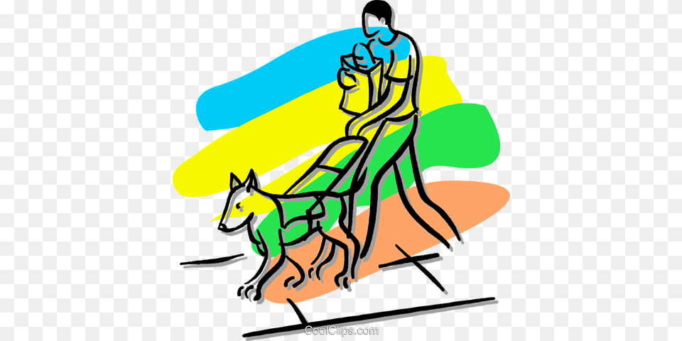 Seeing Eye Dog With A Blind Person Royalty Vector Clip Art, Outdoors, Nature, Animal, Mammal Free Transparent Png