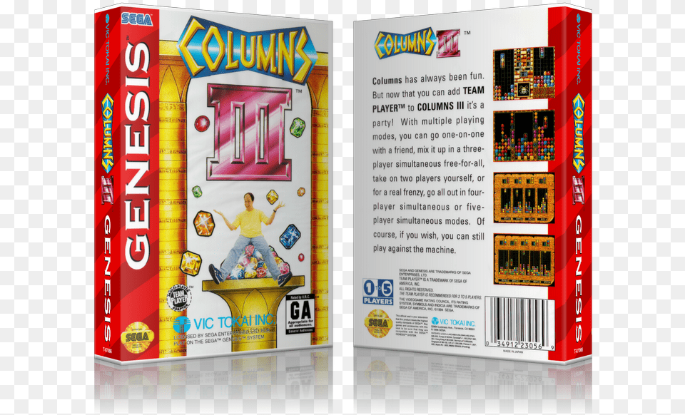 Sega Genesis Columns Iii Sega Megadrive Replacement Columns Iii Revenge Of Columns Sega Genesis Gen, Advertisement, Poster, Boy, Child Free Png Download