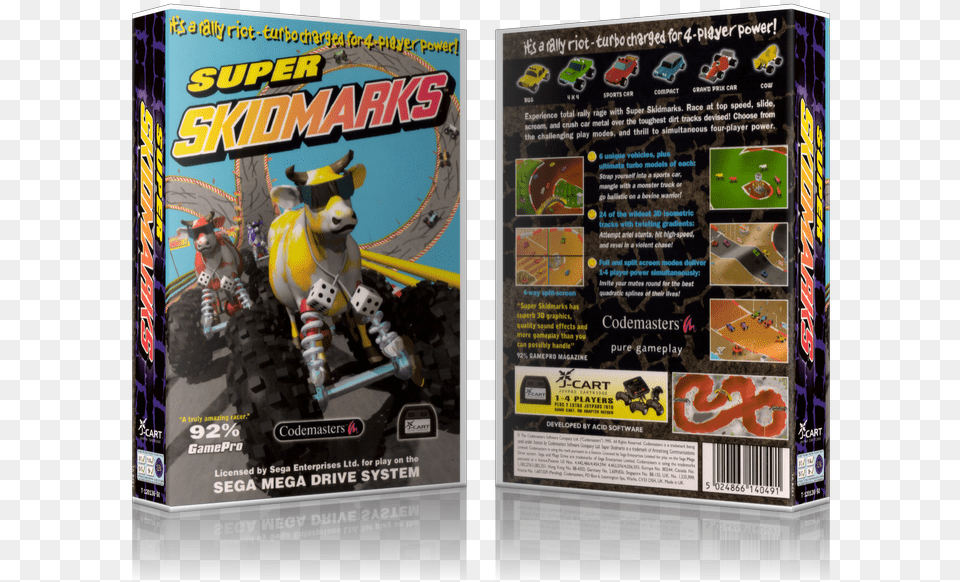 Sega Genesis Super Skidmarks Gb Sega Megadrive Replacement Super Skidmarks, Advertisement, Machine, Poster, Wheel Png