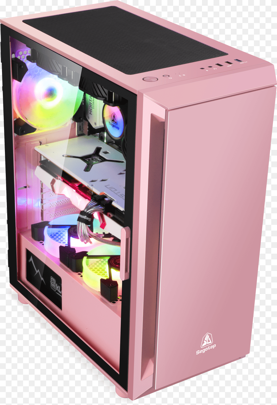 Segotep Gank 5 Gaming Computer Pc Case Pink Pc Case, Device Free Transparent Png