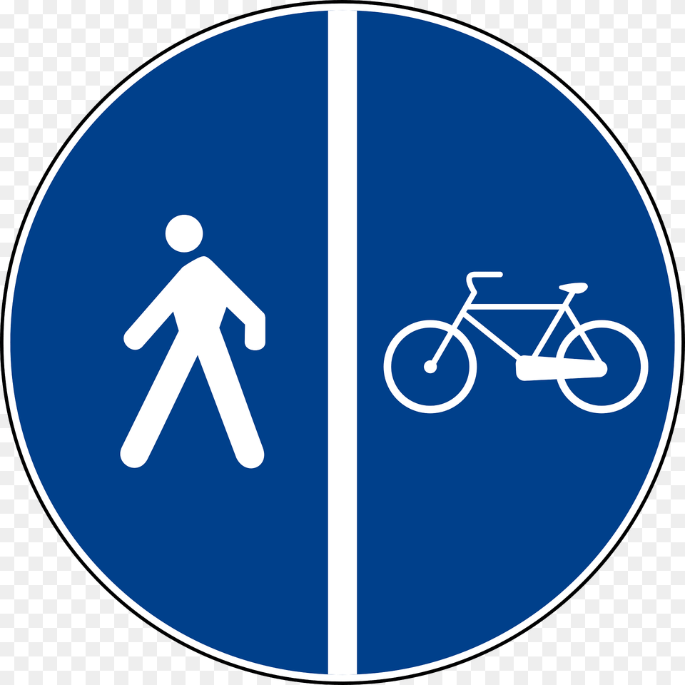Segregated Pedestrian And Cycle Path Clipart, Sign, Symbol, Bicycle, Transportation Png Image