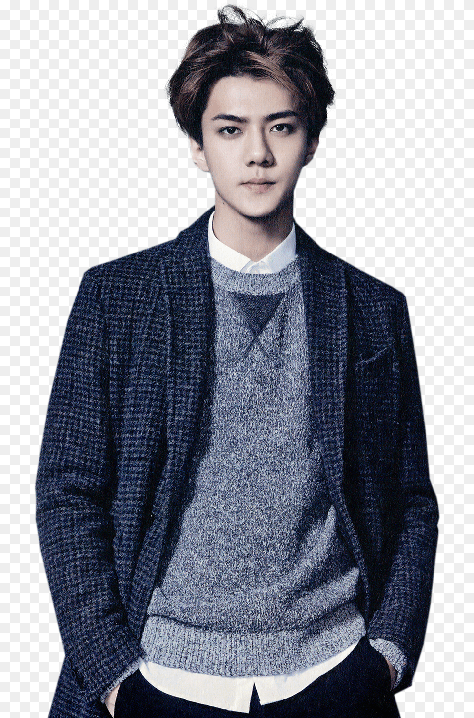 Sehun, Sweater, Clothing, Coat, Knitwear Png Image