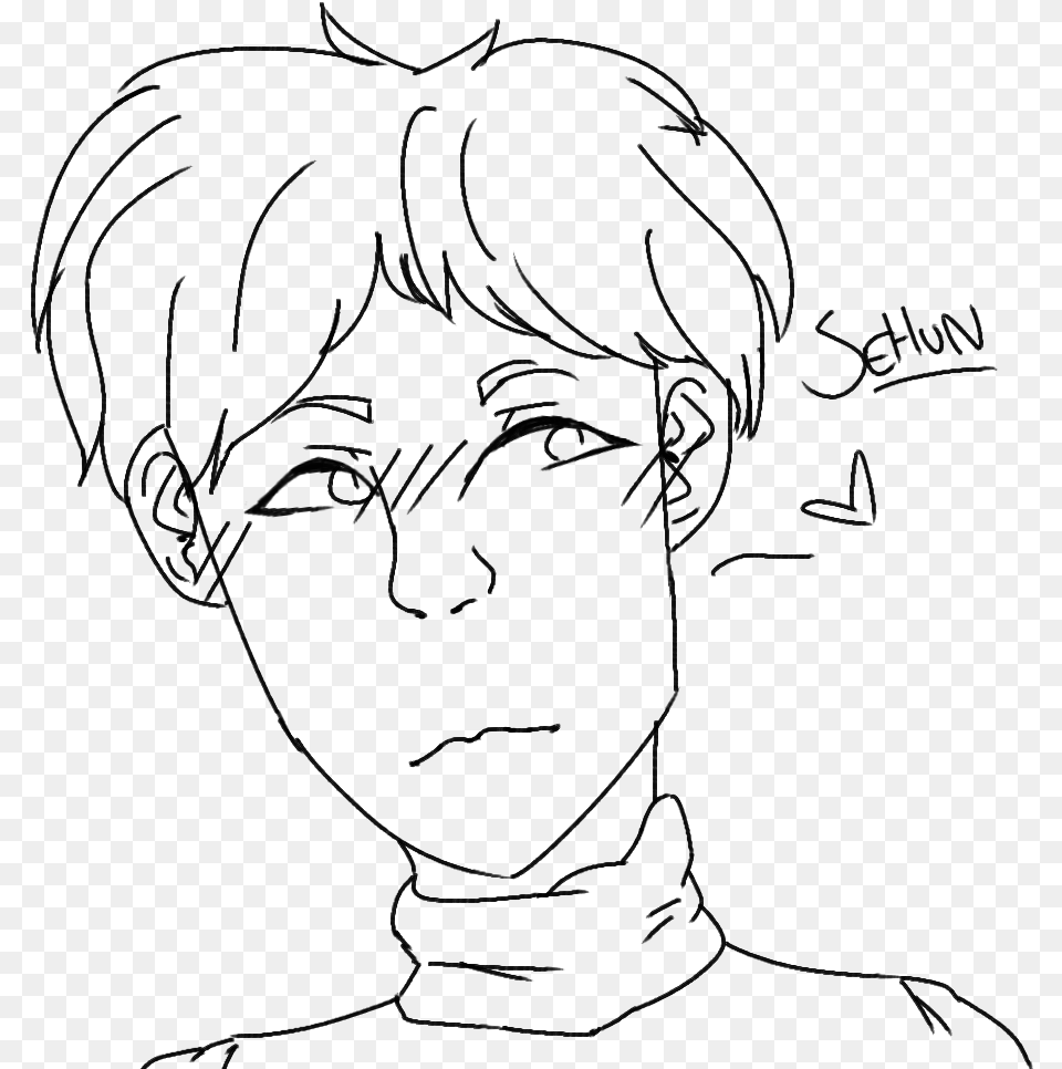 Sehun Cartoon Sketch Line Art, Gray Png Image