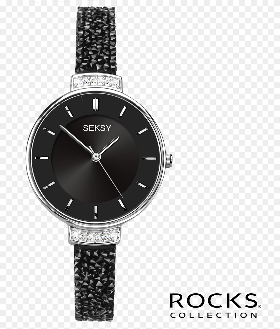 Seksy Rocks Rhodium Plated Bracelet Watch Sekonda Seksy Ladies Watch Black, Arm, Body Part, Person, Wristwatch Free Transparent Png