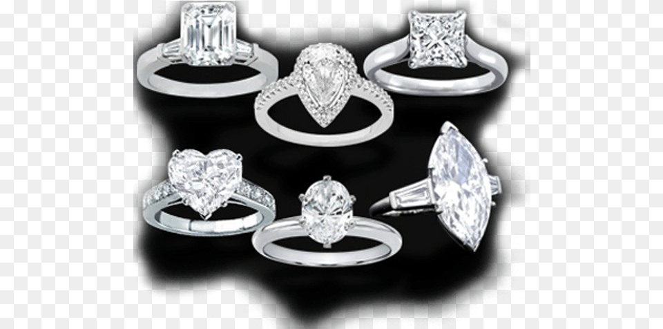 Selection Of Beautiful Diamond Rings Brilliant Cut Heart Shaped Diamond Engagement Rings, Accessories, Gemstone, Jewelry, Ring Free Png
