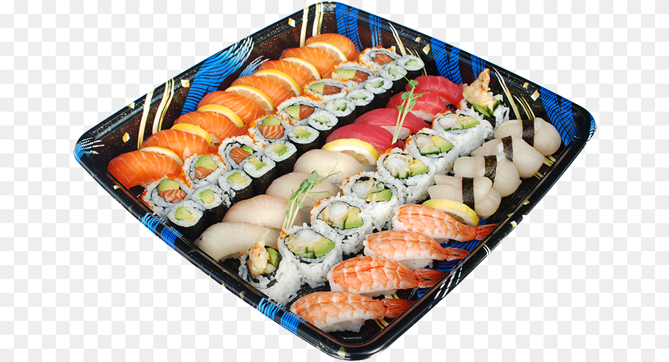 Selection Of The Finest Nigiri Sushi With Large California Roll, Dish, Food, Meal, Grain Free Png