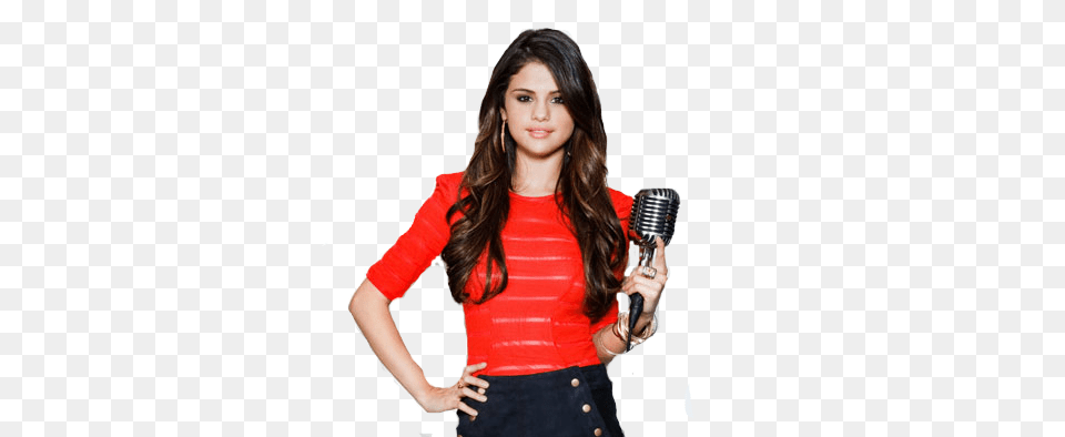 Selena Gomez, Microphone, Clothing, Electrical Device, Sleeve Free Png Download