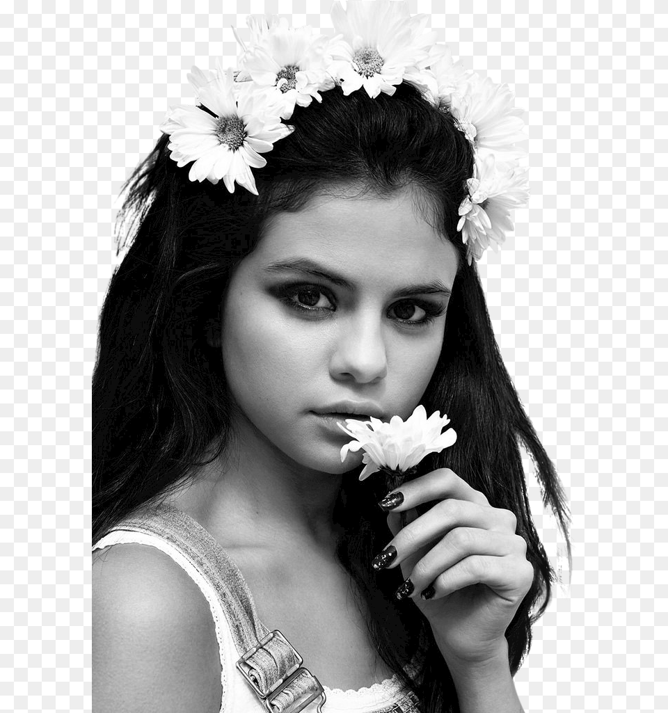 Selena Gomez And Flowers Image Selena Gomez With Flower, Woman, Person, Head, Hand Free Transparent Png