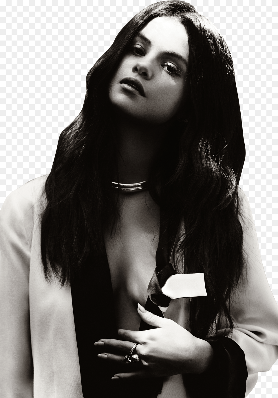 Selena Gomez Black And White Png Image