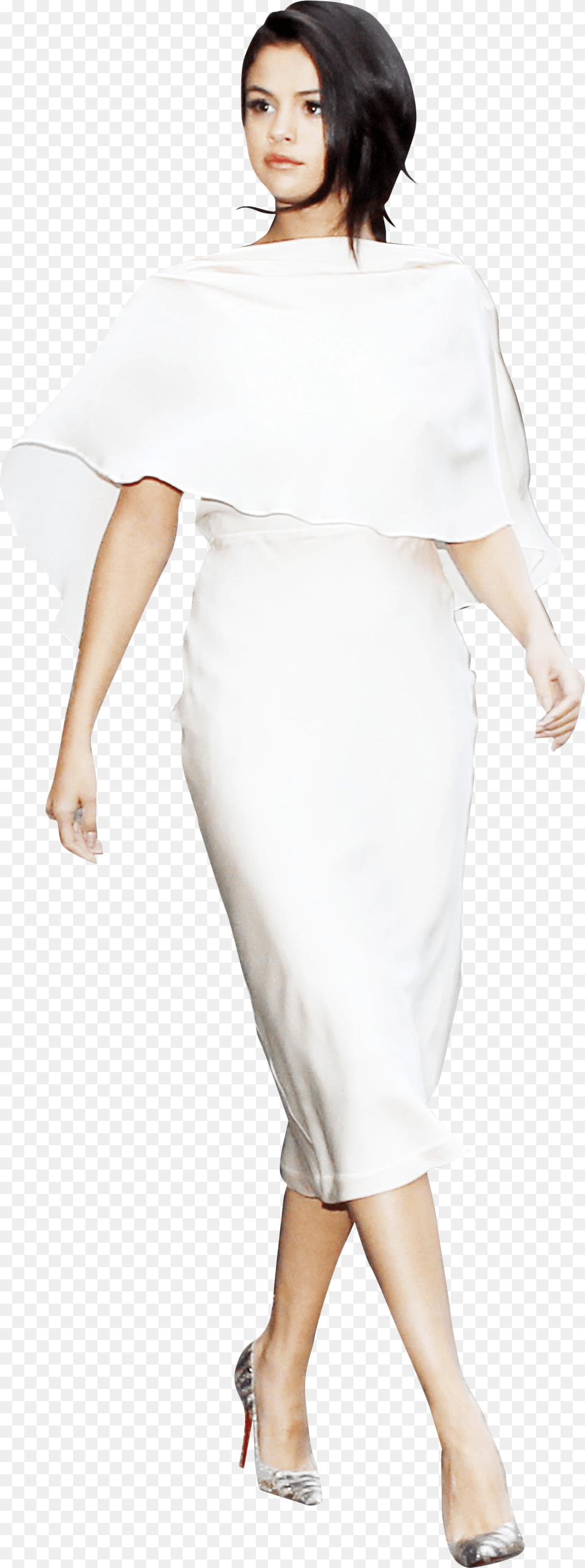 Selena Gomez White Dress Image, Adult, Shoe, Person, High Heel Free Png