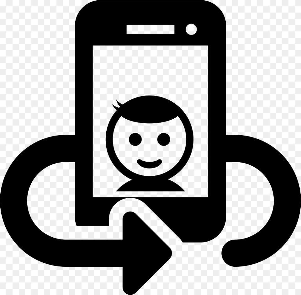 Selfie On Phone Screen With Rotating Arrow Around Selfie Icon, Stencil, Electronics, Mobile Phone, Sticker Free Transparent Png