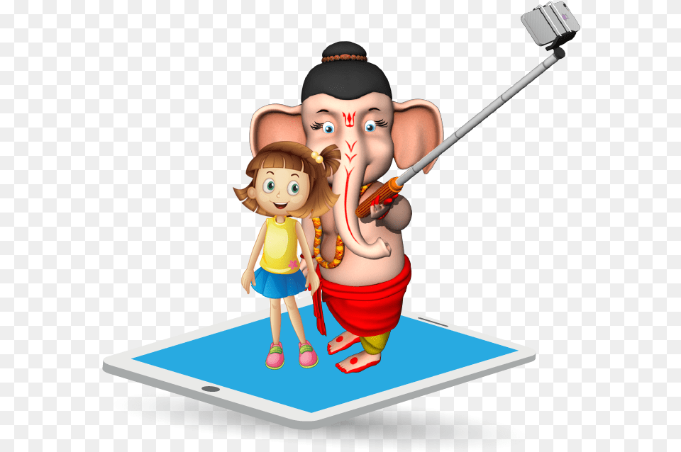 Selfie With Ganesha Illustration, Doll, Toy, Baby, Person Free Png Download