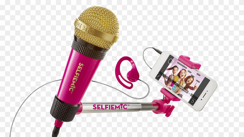 Selfiemic Rosa Palito De Selfie Con Microfono, Electrical Device, Microphone, Person, Face Free Transparent Png
