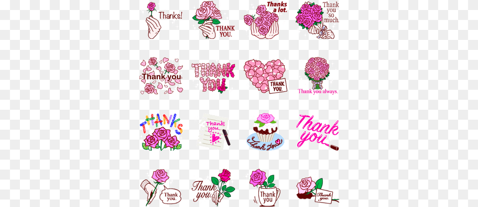 Sell Line Stickers Thanks Thank You Pink Rose Rose, Person, People, Mail, Greeting Card Free Transparent Png