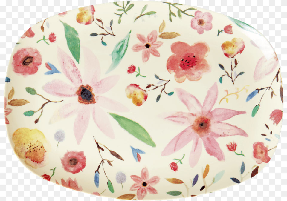 Selmas Flower Print Rectangular Melamine Plate By Rice Ringband Met Bloemen, Meal, Food, Dish, Platter Free Png