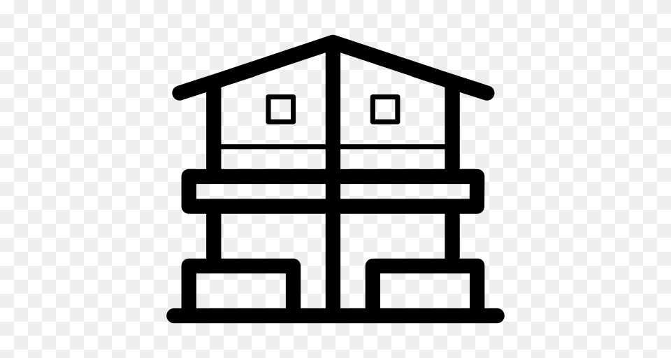 Semi Detached House Construction Home Icon With And Vector, Gray Free Transparent Png