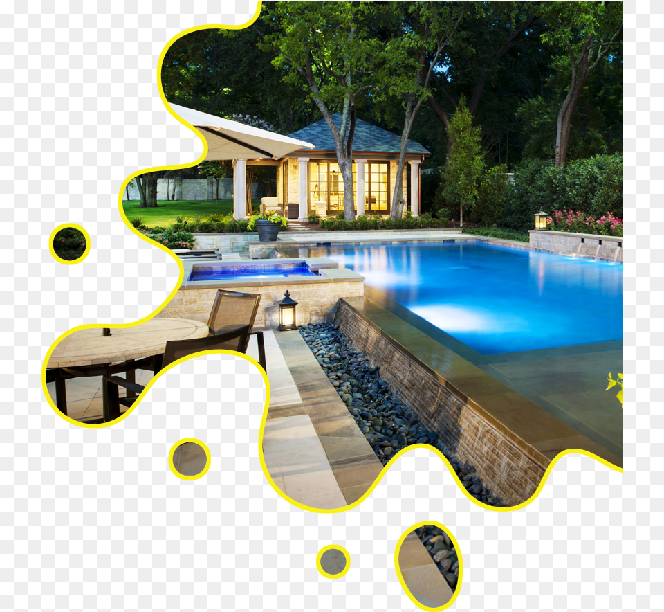 Semi Inground Rectangle Pool Landscape Ideas, Architecture, Water, Building, Hotel Png