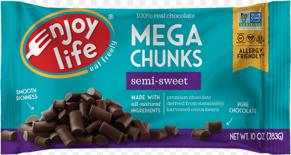 Semi Sweet Chocolate Enjoy Life Chocolate Chunks, Food, Sweets, Advertisement Png Image