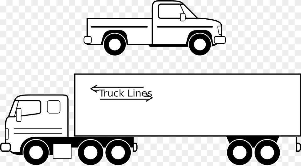 Semi Truck Clipart Black And Trucks Clip Art Black And White, Pickup Truck, Transportation, Vehicle, Machine Free Transparent Png