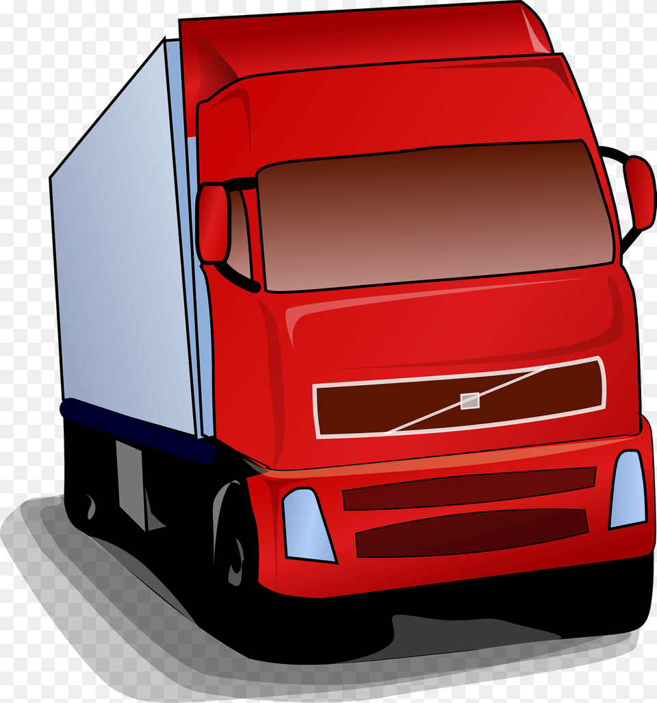 Semi Truck With A Red Cab Clipart, Trailer Truck, Transportation, Vehicle, Moving Van Png
