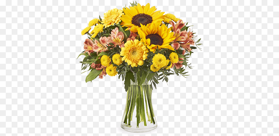 Seminyak Sunflowers U0026 Chrysanthemums Rose And Sunflower Bouquet, Flower, Flower Arrangement, Flower Bouquet, Plant Free Png Download