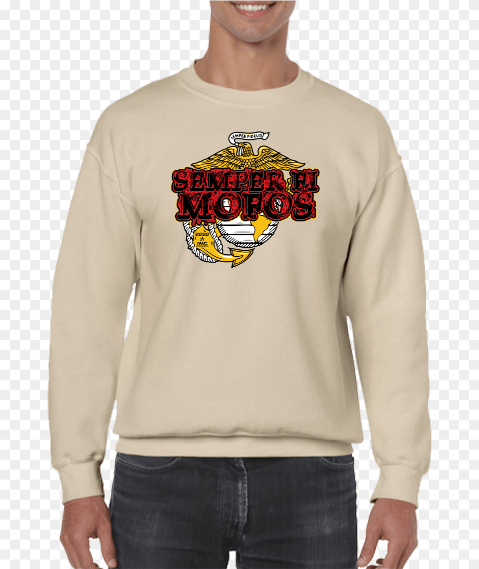 Semperfi Mofos Marine Brotherhood Crew Neck Sweatshirt Gildan Heavy Blend, Clothing, Sweater, Knitwear, Long Sleeve Free Transparent Png