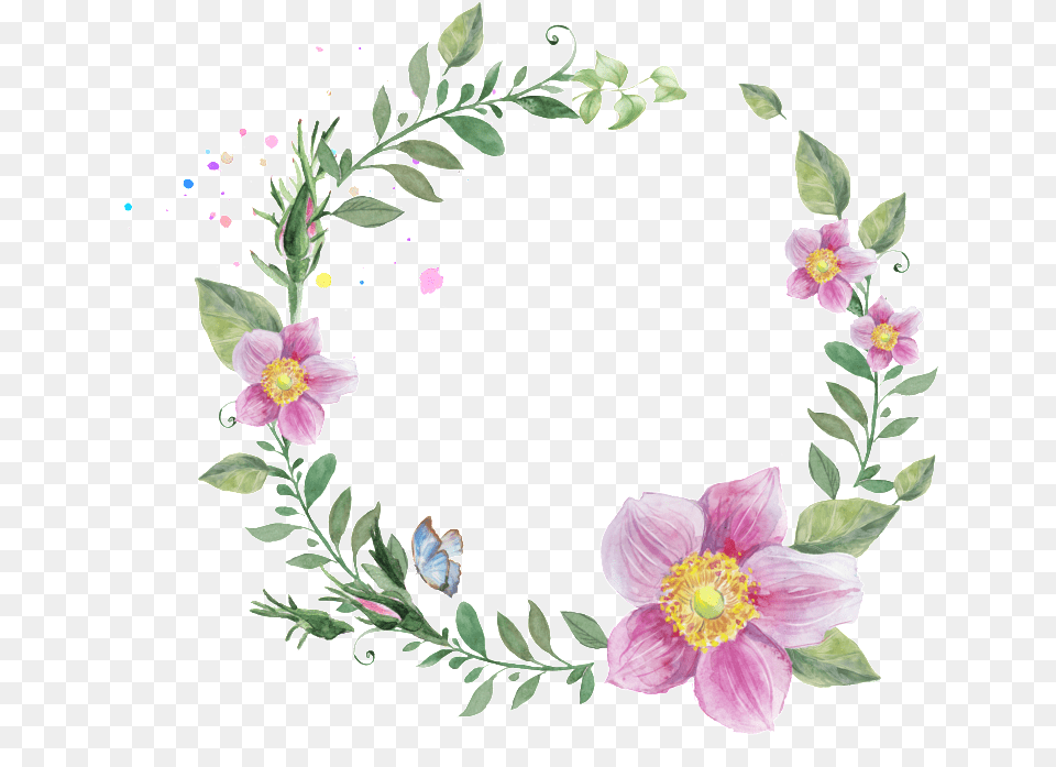 Sen Elegant Hand Painted Garland Decorative Elements Wishing Well Sign Wedding, Anemone, Flower, Plant, Petal Free Png