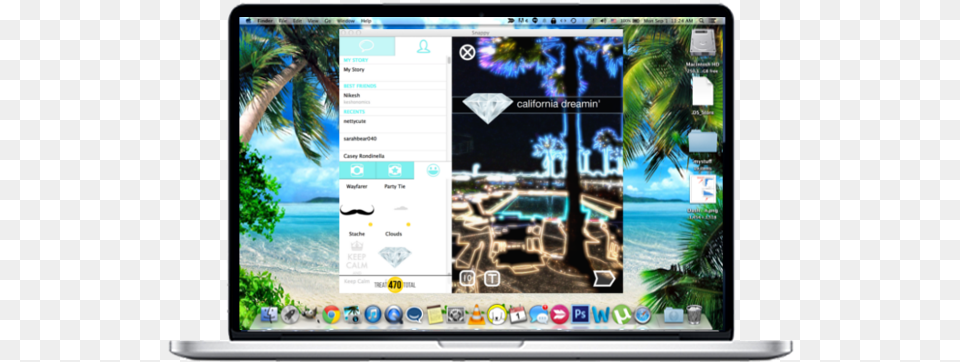 Send And Receive Snaps On Your Mac Beach, Computer, Electronics, Pc, Laptop Png