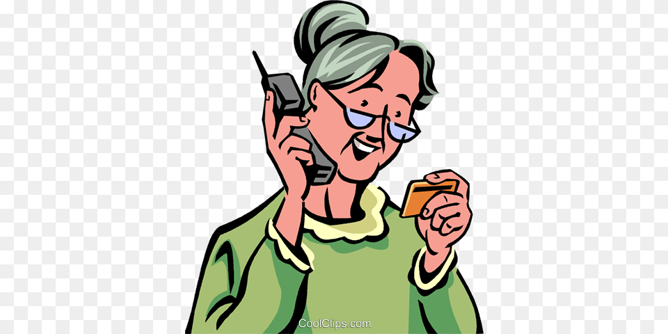 Senior Citizens Royalty Free Vector Clip Art Illustration, Adult, Phone, Person, Woman Png