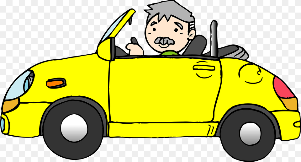 Senior Man Is Driving A Car Clipart, Transportation, Vehicle, Face, Head Free Png