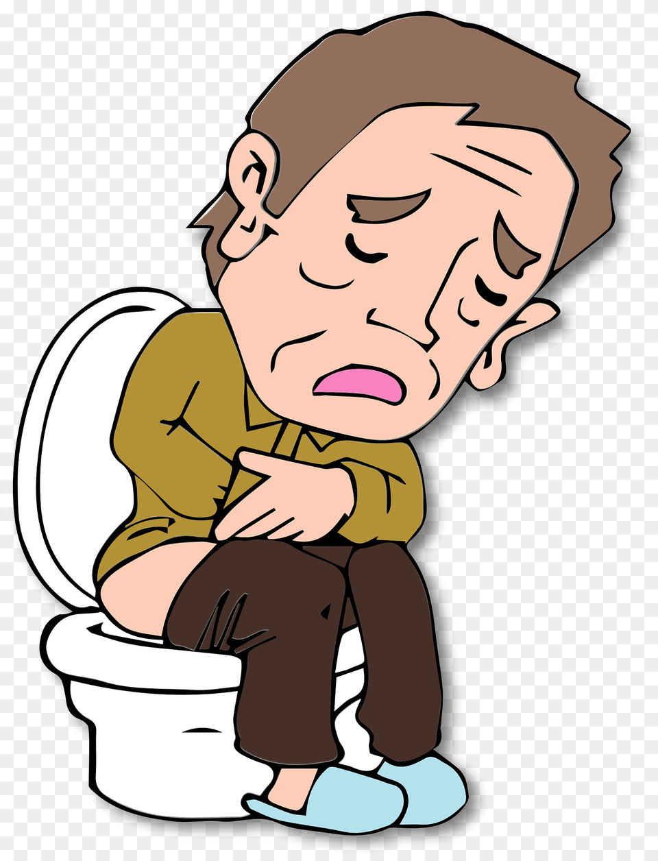 Senior Man Is On Toilet With Stomachache Clipart, Indoors, Baby, Person, Bathroom Png