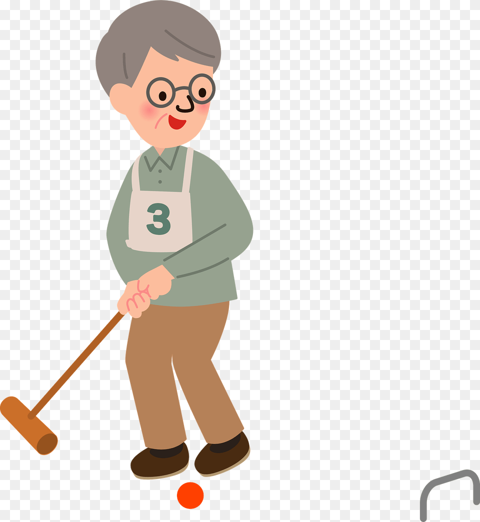 Senior Man Is Playing Gateball Clipart, Baby, Person, People, Face Free Transparent Png