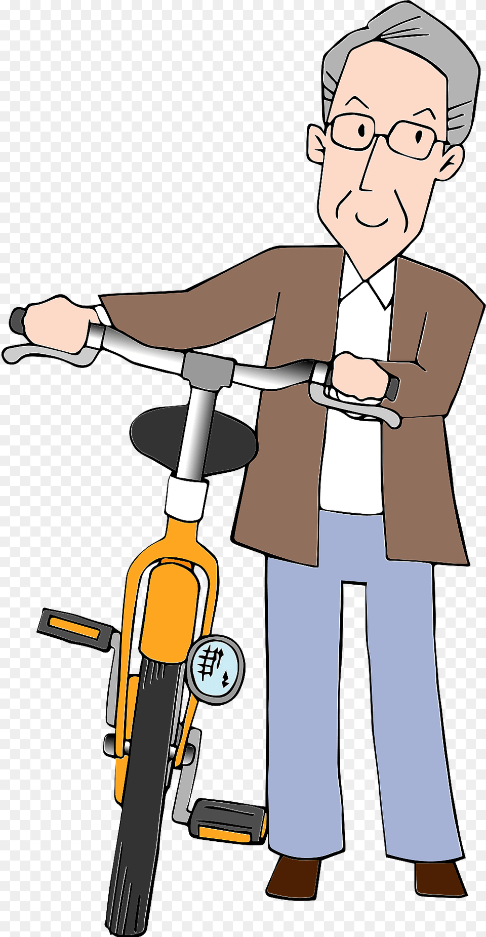 Senior Man Is Standing Beside His Bicycle Clipart, Person, Head, Face, Accessories Png Image