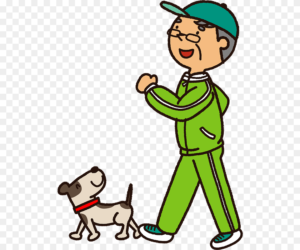 Senior Man Walking Dog Clipart Illustration, Baby, Person, Face, Head Free Png