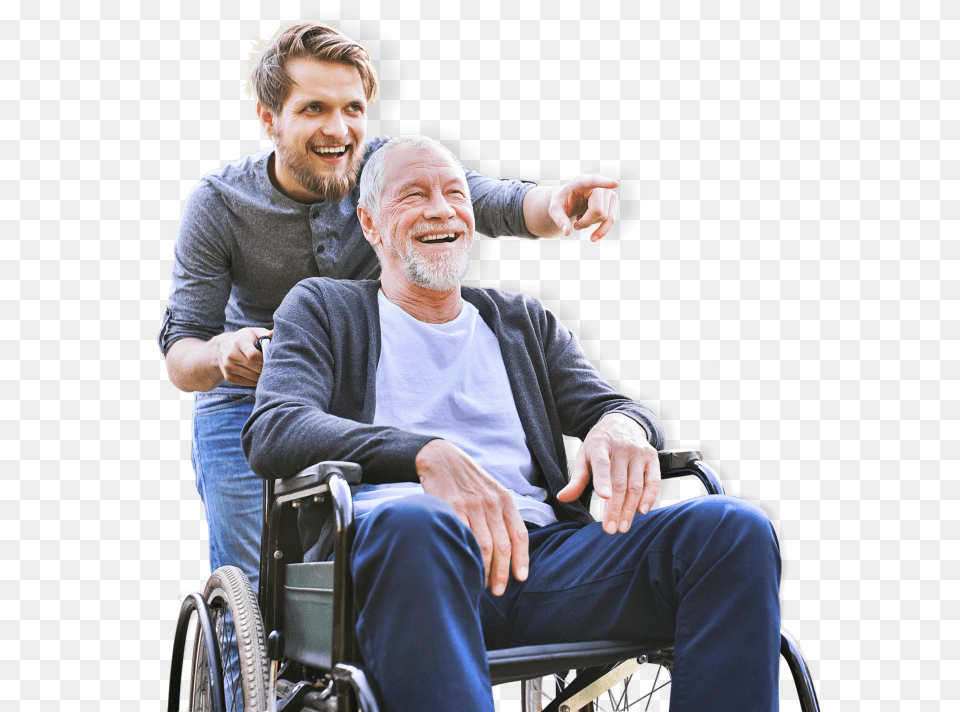 Senior Man With His Son Wheelchair, Adult, Person, Male, Head Free Transparent Png