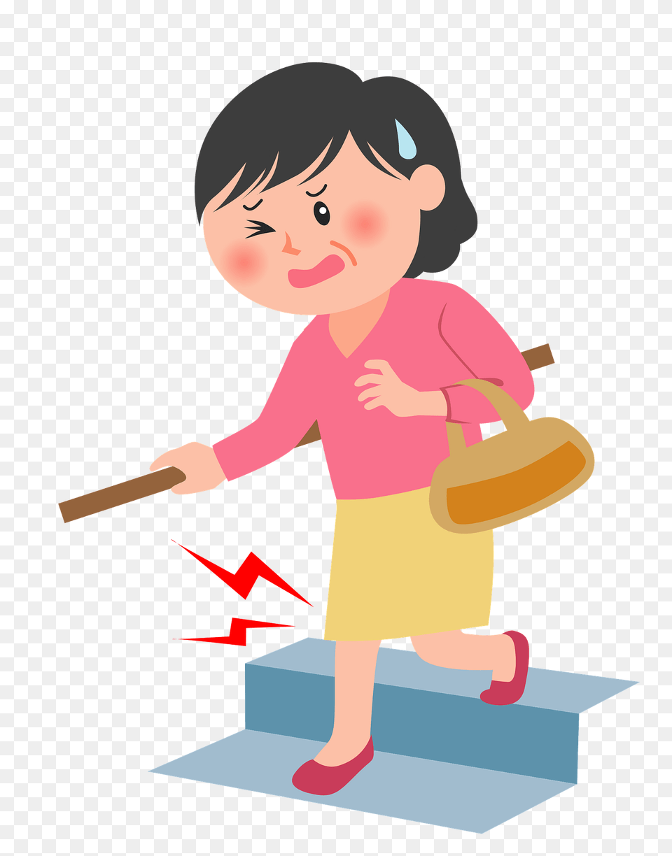 Senior Woman Having Knee Pain Clipart, Baby, Person, Cleaning, Face Png Image