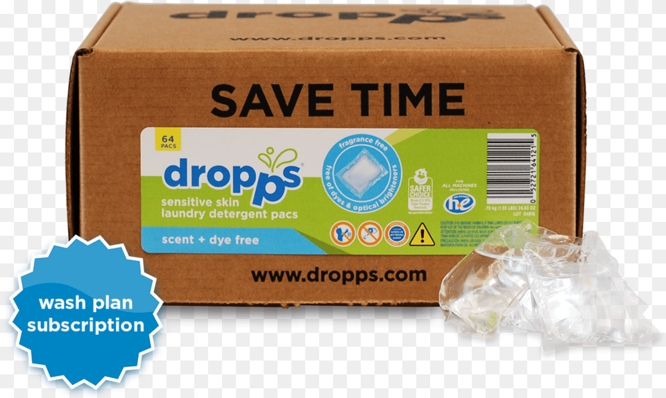 Sensitive Skin Unscented Laundry Detergent Pods Wash Dropps Mini Detergent 100ct Pac Unscented Dye Enzyme, Box, Cardboard, Carton, Package Png