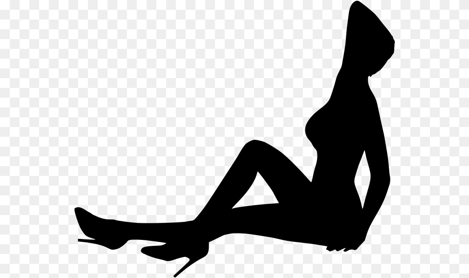 Sensual Naked Nude Girl Pose Woman Women Female Model Silhouette, Gray Free Png Download