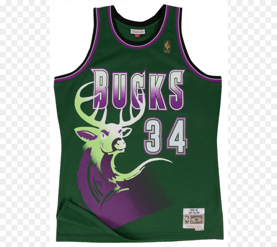 Sep Mitchell And Ness Ray Allen Bucks, Clothing, Shirt Free Transparent Png