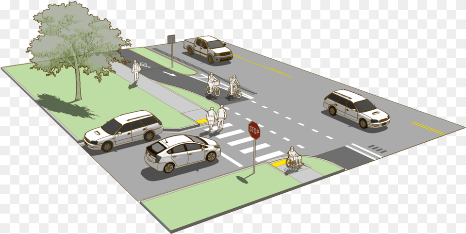 Separated Bike Lane Design, Intersection, Road, Car, Vehicle Free Transparent Png
