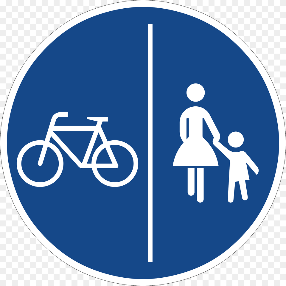 Separated Pedestrian And Bicycle Path Clipart, Sign, Symbol, Transportation, Vehicle Png