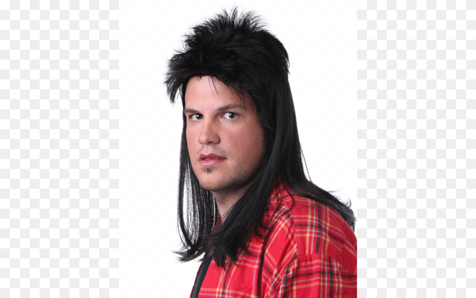 Sepia Costume Mullet Synthetic Wig Black, Adult, Portrait, Photography, Person Free Transparent Png
