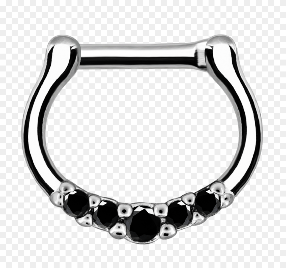 Septum Clicker Black Cz Gems Septum Jewelry Nose Ring Hoop Oufer, Accessories, Diamond, Gemstone, Bracelet Png Image